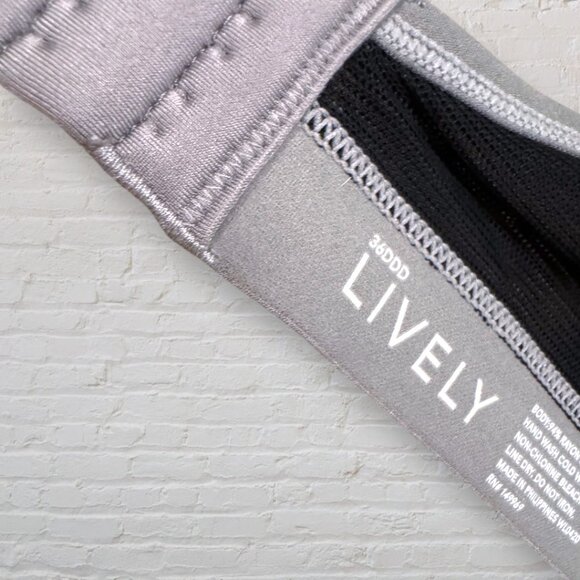 LIVELY All-Day T-Shirt Underwire Bra Gray Black 36DDD 36F - Picture 4 of 4